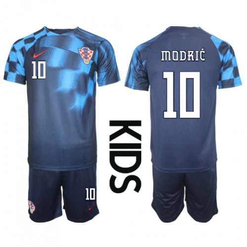 Fotbalové Dres Chorvatsko Luka Modric #10 Dětské Venkovní MS 2022 Krátký Rukáv (+ trenýrky)